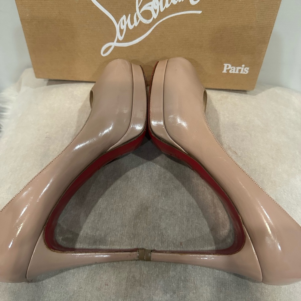 Christian Louboutin Nude Peep Toe Heels - Picture 6 of 10